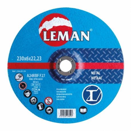 Disque ébarbage Métal - Leman SA - Corindon - Bombé - ø125mm - Ep. 6mm