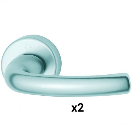 Bequille double Tokyo - Aluminium - Sans rosace - Carré - Argent