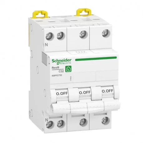 Disjoncteur modulaire Resi9 XP - 3P+N - 32A - Courbe C - Peignable
