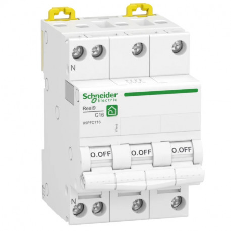 Disjoncteur modulaire Resi9 XP - 3P+N - 16A - Courbe C - Peignable