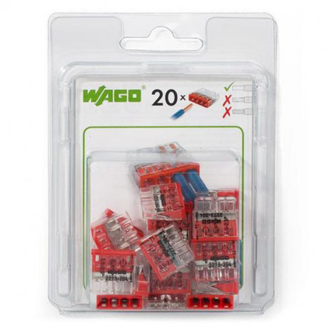 Boîte de 20 bornes COMPACT pour boîtes de dérivation Wago - 2,5mm² - 4 conducteurs
