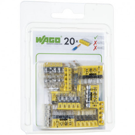 Boîte de 20 bornes COMPACT pour boîtes de dérivation Wago - 2,5mm² - 5 conducteurs