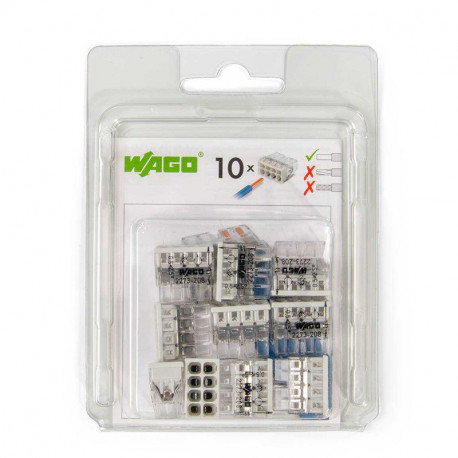 Boîte de 10 bornes COMPACT pour boîtes de dérivation Wago - 2,5mm² - 8 conducteurs