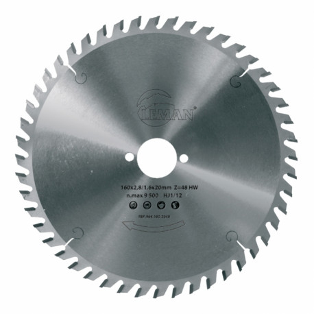 Lame carbure spécial bois de Leman - Attaque négative - pour scie circulaire radiale - Ø 305mm - 60 dents