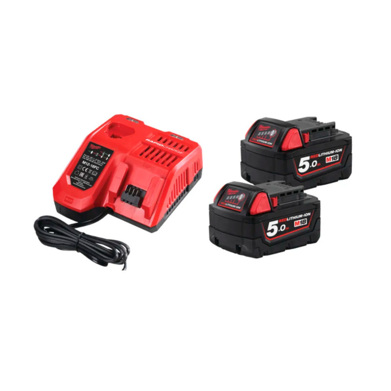 Pack de 2 outils 18V (M18CBLDD/M18CBLID) + 2 batteries 5Ah + chargeur +  coffret - MILWAUKEE - 4933464718
