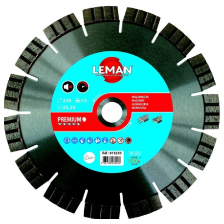 Disque diamant à segments silencieux Leman SA - Pour béton armé - ø230mm