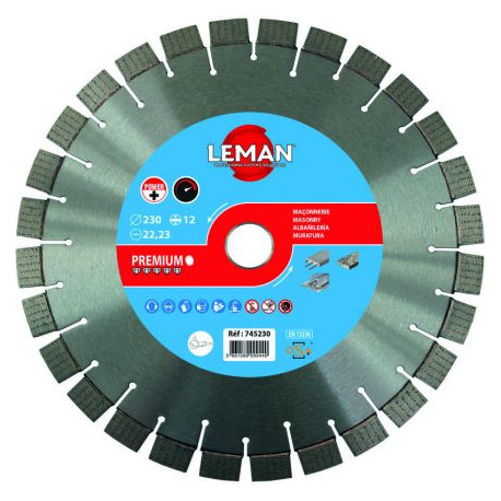Disque diamant à segments 3D Leman SA - Pour béton armé - ø230mm