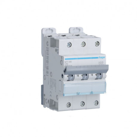 Disjoncteur Hager - 3P - 10A - 6-10kA - Type C