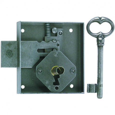 Serrure à chiffre Devismes - Droite - 1 clé - l. 60mm - Axe 35mm - Acier