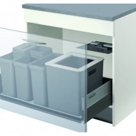 Poubelle Euro ZK Boxx 90 Müllex - 41+3x16L - Caisson 900mm - Anthracite - 4 bacs