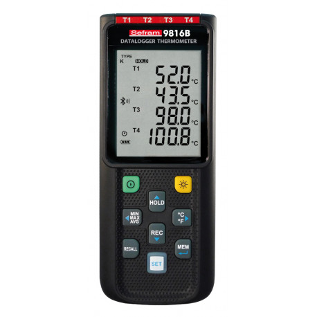 Thermomètre numérique enregistreur Bluetooth Sefram - 4 voies - 32 000 points par voie