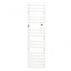 Sèche-serviettes étroit avec soufflerie Adélis Digital Atlantic - 500 + 1000W - Blanc brillant