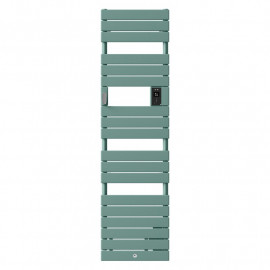 Radiateur sèche-serviettes électrique étroit Riviera 2 - Avec soufflerie - 500+1000W - Vert eucalyptus