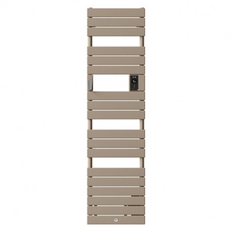 Radiateur sèche-serviettes électrique étroit Riviera 2 - Avec soufflerie - 750+1000W - Brun sable