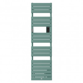 Radiateur sèche-serviettes électrique étroit Riviera 2 - Avec soufflerie - 750+1000W - Vert eucalyptus