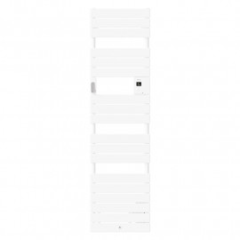 Radiateur sèche-serviettes électrique étroit Riviera 2 - Sans soufflerie - 500W - Blanc satin