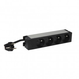 Multiprise 10" 1U LCS³ à fixation sans vis Legrand - 4 prises 2P+T inclinées à 55° avec cordon 1m