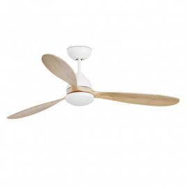 Ventilateur de plafond Poros LED Faro - 28m² - Moteur DC - Blanc/bois