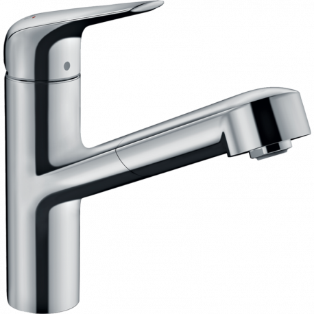 Mitigeur évier Focus 150 Hansgrohe - Avec douchette extractible - 1 jet - Chromé