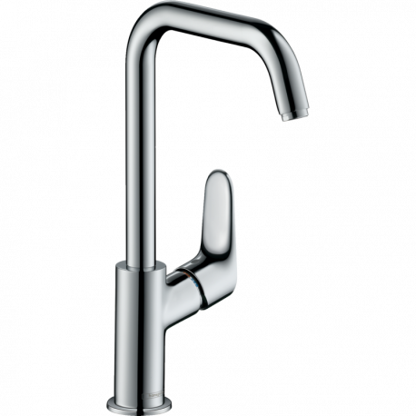 Mitigeur lavabo bec haut Focus 240 Hansgrohe - 1 jet - Avec tirette et vidage - Chromé