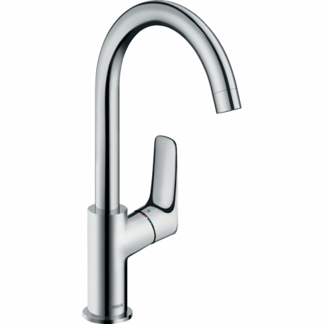 Mitigeur lavabo Logis 210 Hansgrohe - Bec haut - Avec tirette et vidage synthétique - Chromé