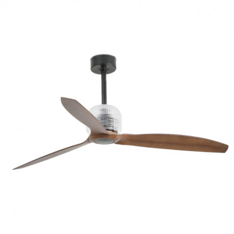 Ventilateur plafonnier wifi Déco Fan Faro - 13m2 à 17m2 - 6 vitesses - Noir/bois