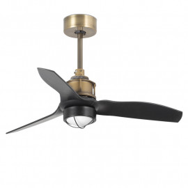 Ventilateur de plafond connecté Just Fan LED Faro - 13m2 - 6 vitesses - Or vieilli/noir - 16W - 3000K