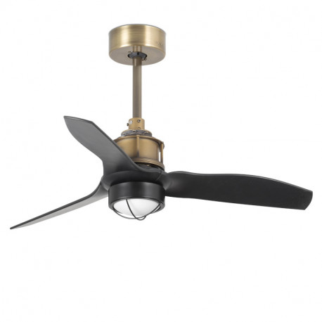 Ventilateur de plafond connecté Just Fan LED Faro - 13m2 - 6 vitesses - Or vieilli/noir - 16W - 3000K