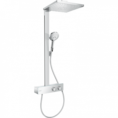 Colonne de douche thermostatique Raindance E 300 Hansgrohe - 1+3 jets - Avec tablette miroir