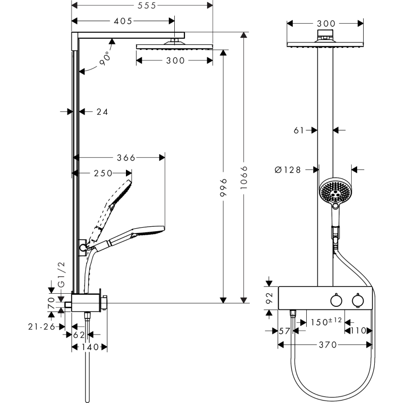 [27361000-HANSGROHE] Colonne de douche thermostatique Raindance E 300