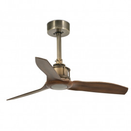 Ventilateur de plafond wifi Just Fan Faro - Pièce 13m2 - 6 vitesses - Or vieilli/bois