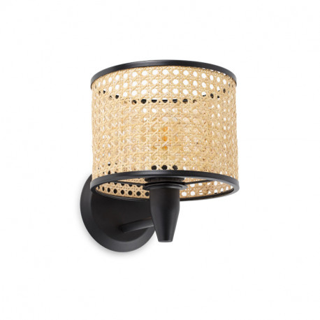 Lampe applique Mambo par Faro - Noir/rotin - Sans ampoule - E27