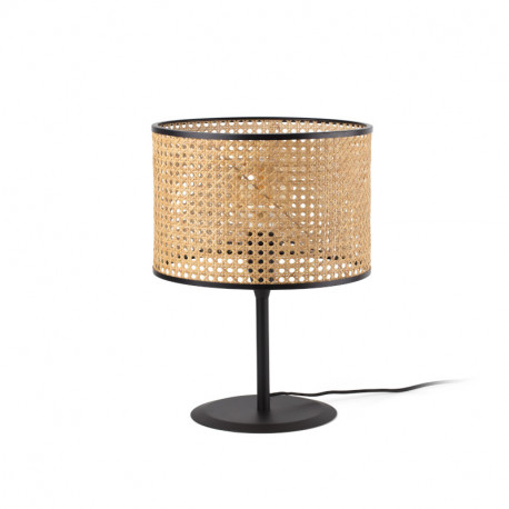 Lampe de table Mambo par Faro - Noir/rotin - Sans ampoule - E27