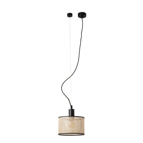 Lampe suspension Mambo Faro - Noir/rotin - Sans ampoule - E27 - ø210mm
