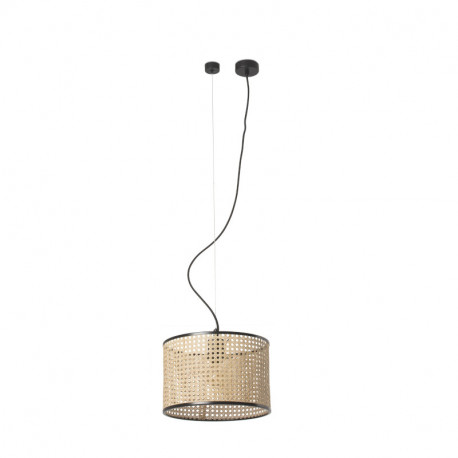 Lampe suspension Mambo Faro - Noir/rotin - Sans ampoule - E27 - ø320mm