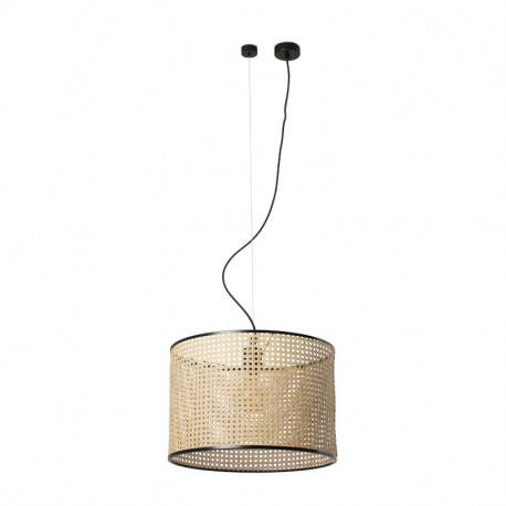 Lampe suspension Mambo Faro - Noir/rotin - Sans ampoule - E27 - ø450mm