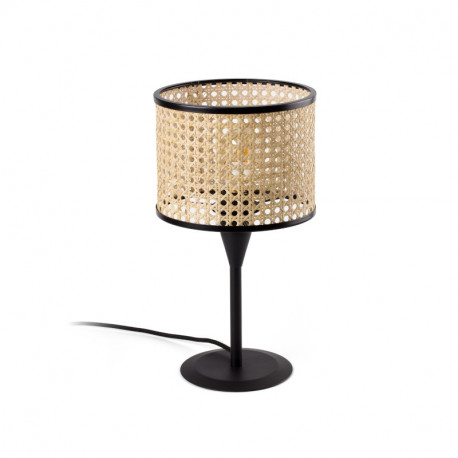 Mini lampe de table Mambo Faro - Noir/rotin