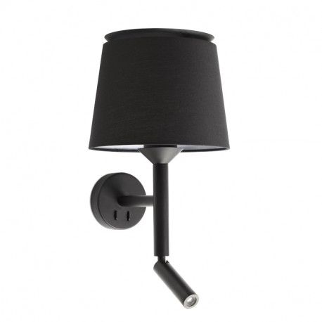 Lampe applique avec liseuse Savoy par Faro - Noire/noir - Sans ampoule - E27