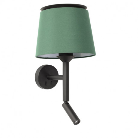 Lampe applique avec liseuse Savoy par Faro - Noire/vert - Sans ampoule - E27
