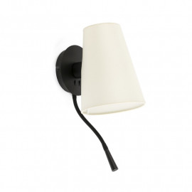 Lampe applique avec liseuse Lupe par Faro - Noire/beige - Sans ampoule - E27