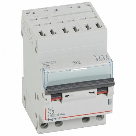 Disjoncteur DNXᶾ - 6A - Tétrapolaire - Courbe C - Auto/vis