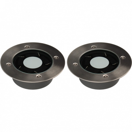 Kit 2 spots Patio Solaire Arlux - Détecteur crépusculaire - 1W - A encastrer - Inox