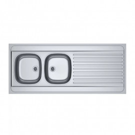 Évier Man721-1400 non percé Franke - A poser - 2 cuves 1 égouttoir - 1400x600mm -Inox lisse