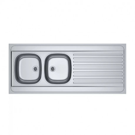 Évier Man721-1400 non percé Franke - A poser - 2 cuves 1 égouttoir - 1400x600mm -Inox lisse