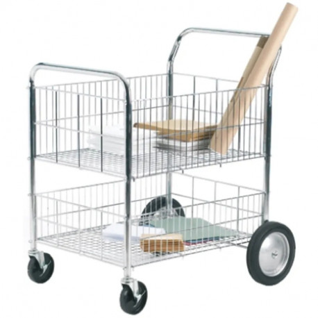 Chariot de service RS PRO - 2 plateaux en acier chromé - Charge 120kg