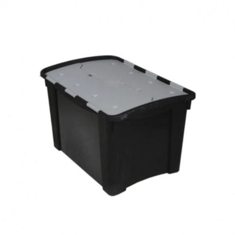 Boîte de rangement double rabat RS PRO - Plastique gris/noir - 60L - 385x595x412mm