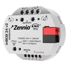 Actionneur encastré multifonctions KNX Zennio - ZIOIB24V2 - 2 sorties 16A - 4 entrées