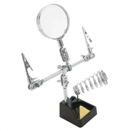 Pied en métal pour station de soudage RS PRO - Avec loupe et support de fer à souder - Fonte et acier