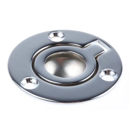 Lot de 2 poignées de meuble à encastrer RS PRO - Avec anneaux - Ø 38mm - Laiton chromé - Rondes