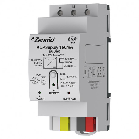 Alimentation KNX Zennio - ZPSU160 - 160 mA - Sortie auxiliaire 29 VDC